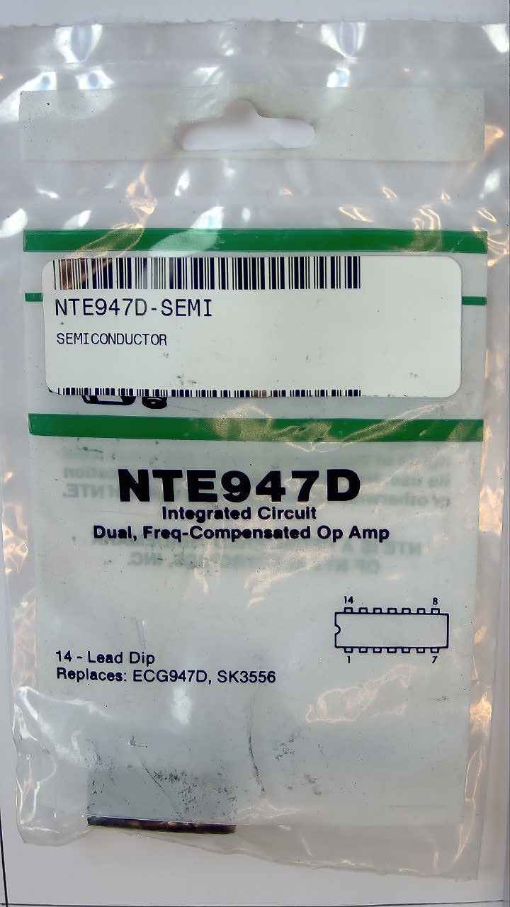 NTE947D IC, Dual, Freq-Compensated Op Amp NTE