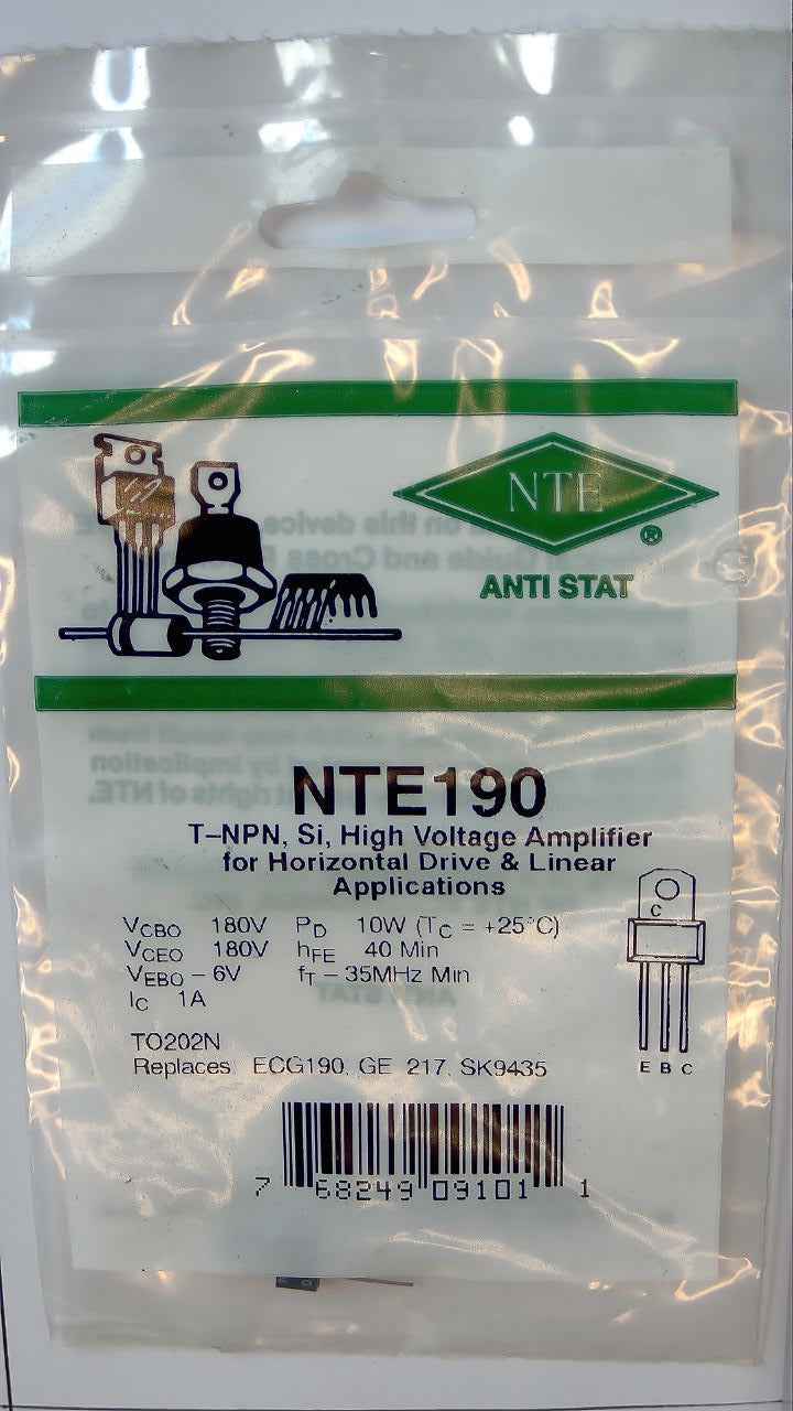 NTE190 High Voltage Amplifier, T-NPN, Si NTE