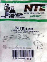 NTE130 Audio Power Amp, T-NPN, Si NTE