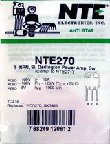 NTE270 T-NPN, Si, Darlington Power Amp, Sw NTE