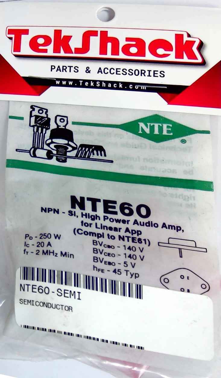 NTE60 NPN-Si High power audio Amp, Linear App NTE