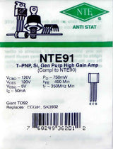 NTE91 Gen Purp High Gain Amp, Si, T-PNP NTE