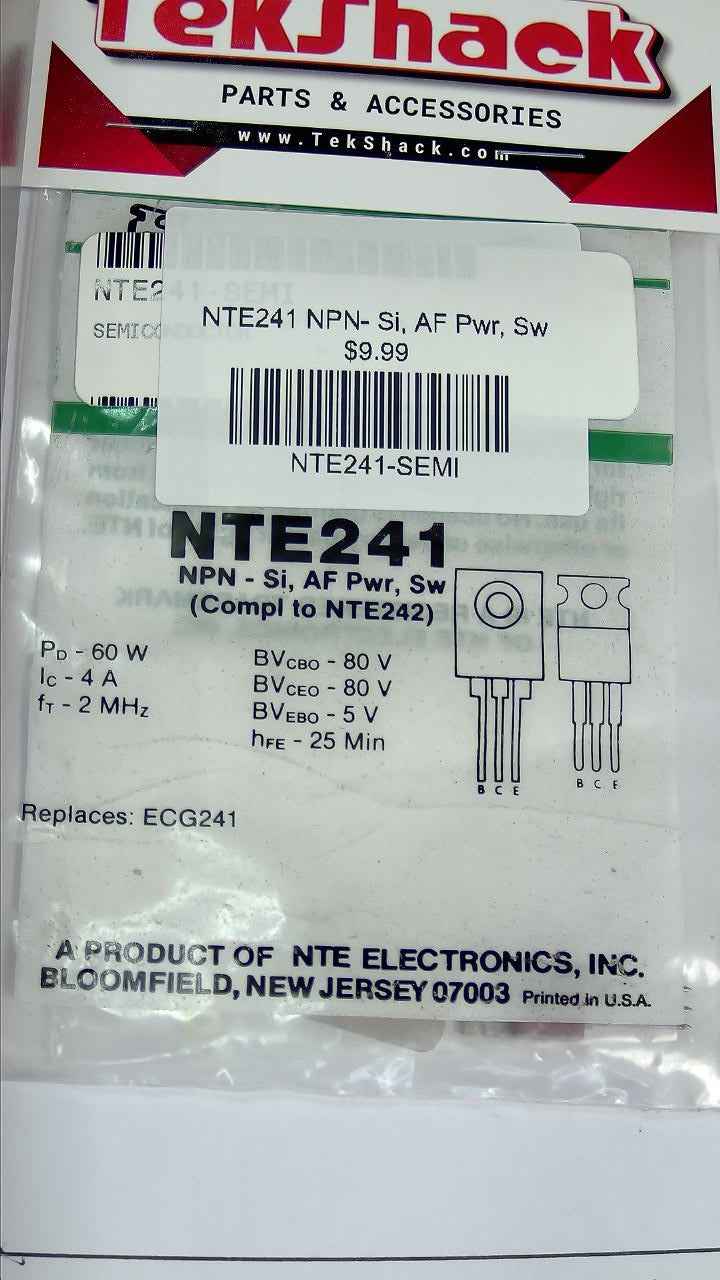 NTE241 NPN- Si, AF Pwr, Sw NTE