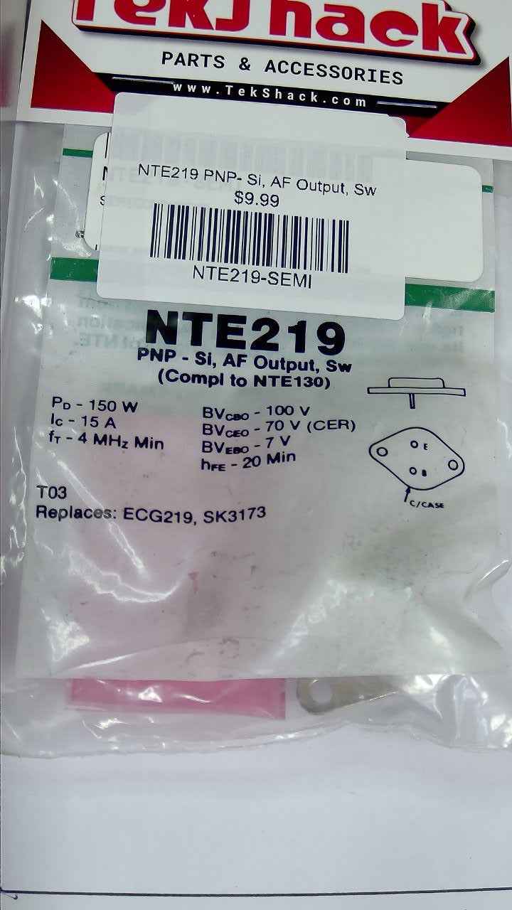 NTE219 PNP- Si, AF Output, Sw NTE
