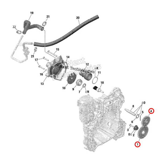 Ensemble complet d'engrenages pour pompe à eau et à huile BRP WSRD | Can-Am X3