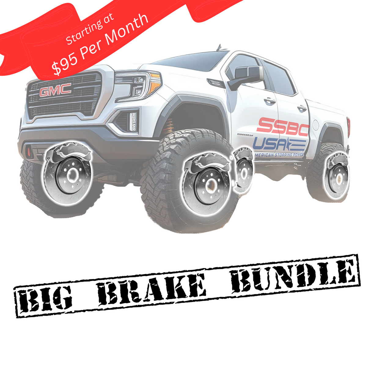 American Made 4 Wheel B8-Brawler 8 Piston Direct Fit Billet Aluminum Big Brake Bundle. A414-3031-BBB