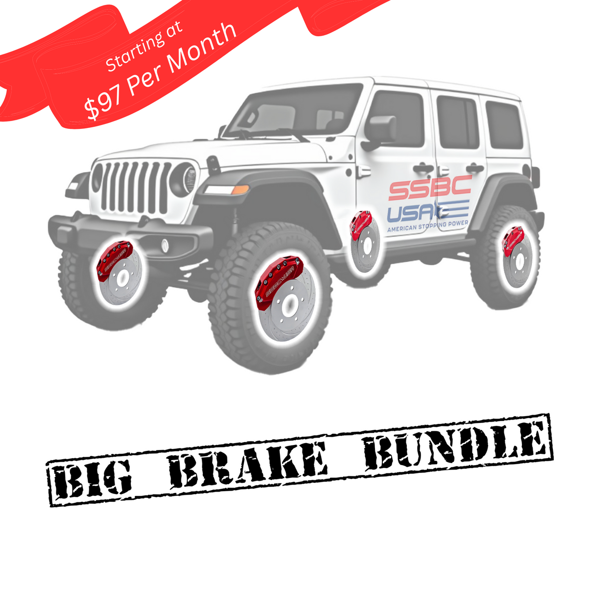 American Made 4 Wheel Moab Direct Fit Billet Aluminum Big Brake Bundle. A434-1011R-BBB