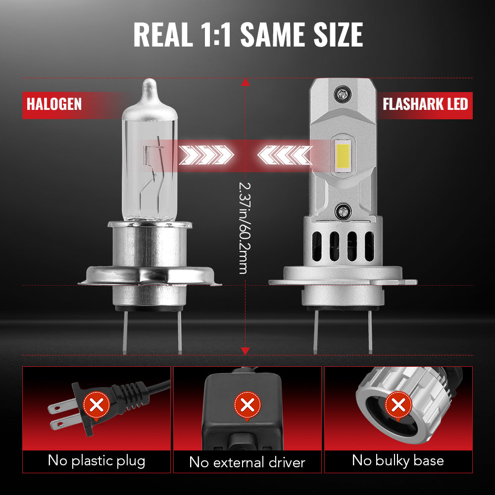 X3S H7 100W 6500K 24000LM White IP67 LED Headlight Bulbs 2Pcs Flashark