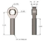 Heat Treated Chromoly 3/4-16 x 5/8 LH Magnum Series Heim