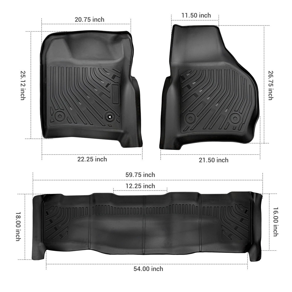 Trucktok 1999-2007 Ford F250 F350 F450 SuperCrew Cab All-Weather TPE Floor Mats TruckTok
