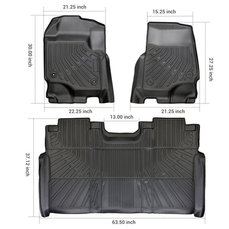 Trucktok 2017-2025 Ford F250 F350 F450 SuperCrew Cab All-Weather TPE Floor Mats TruckTok