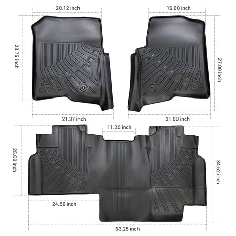 Trucktok 2004-2008 Ford F150 SuperCrew Cab All-Weather TPE Floor Mats TruckTok