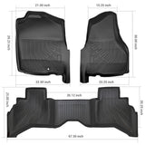 Trucktok Dodge Ram 2002-2008 1500 & 2003-2009 2500 3500 Crew Cab (Quad Cab) All-Weather Floor Mats TruckTok