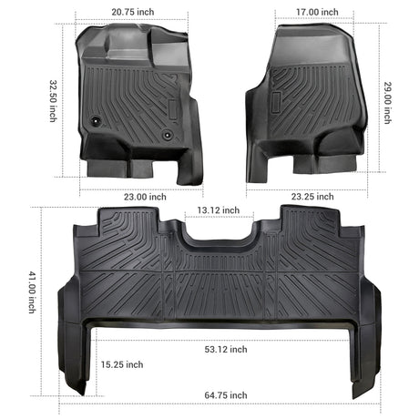 Trucktok 2015-2025 Ford F150 / F-150 Lightning SuperCrew Cab With Seat Storage All-Weather TPE Floor Mats TruckTok