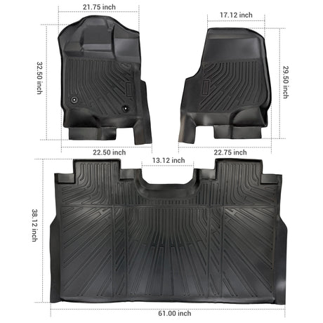 Trucktok 2015-2025 Ford F150 / F-150 Lightning SuperCrew Cab Without Seat Storage All-Weather TPE Floor Mats TruckTok