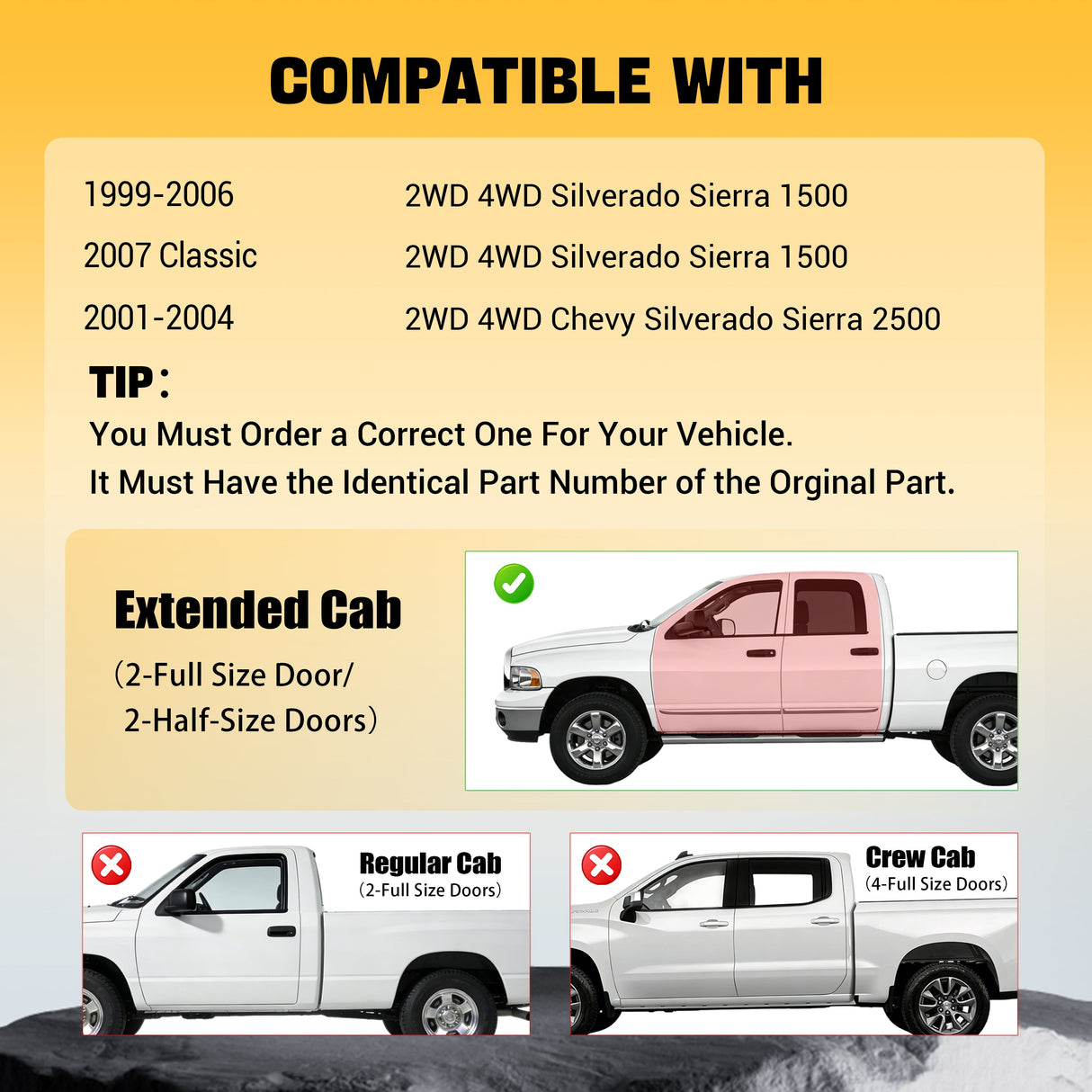 Trucktok 1999-2006 Silverado/Sierra 1500 2500 Extend Cab All-Weather TPE Floor Mats TruckTok
