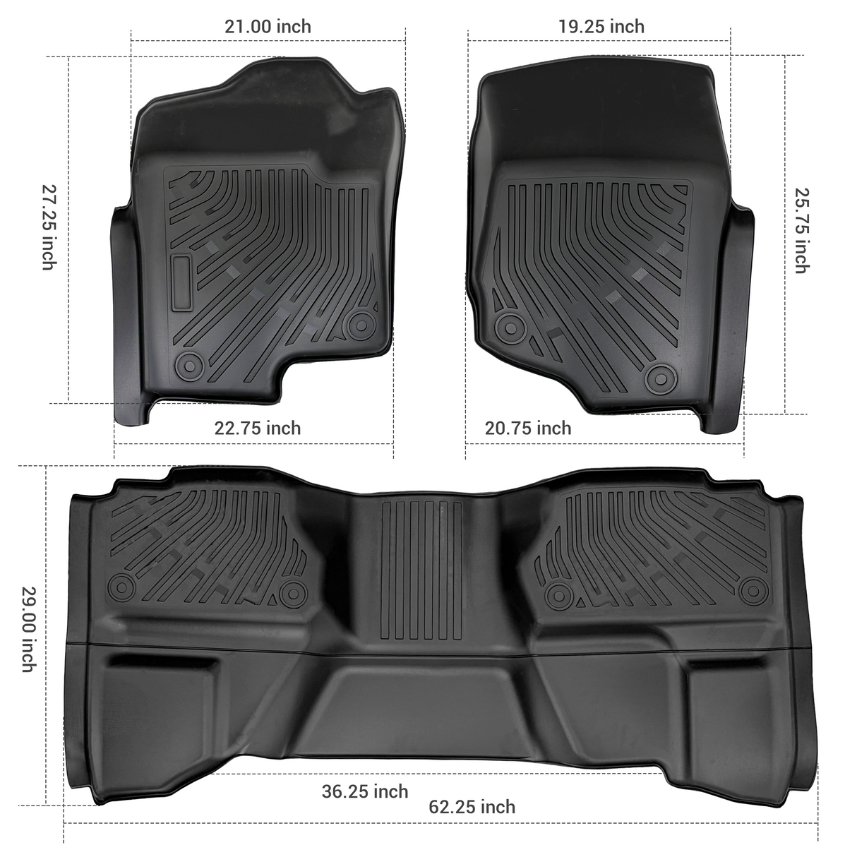 Trucktok 2007-2013 Silverado Sierra 1500 2500 Extend Cab All-Weather TPE Floor Mats TruckTok