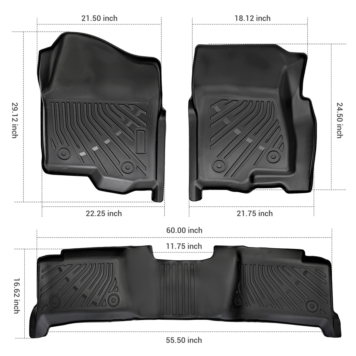 Trucktok 1999-2006 Silverado/Sierra 1500 2500 3500 Crew Cab All-Weather TPE Floor Mats TruckTok
