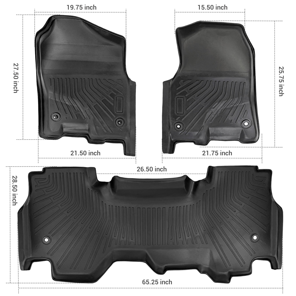 Trucktok 2019-2024 Dodge Ram 1500 Quad Cab All-Weather TPE Floor Mats TruckTok