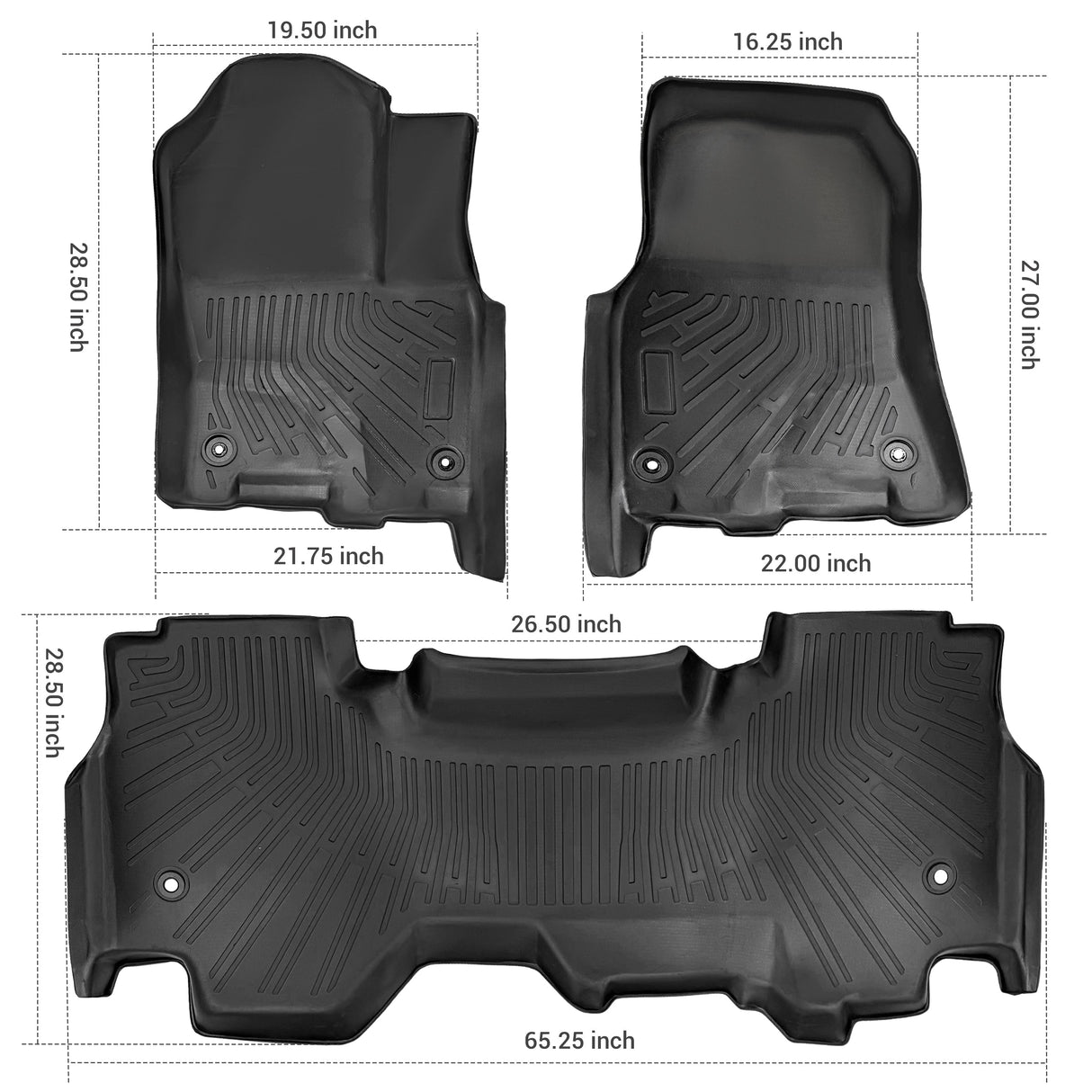 Trucktok 2025-2026 Dodge Ram 1500 Quad Cab All-Weather TPE Floor Mats TruckTok