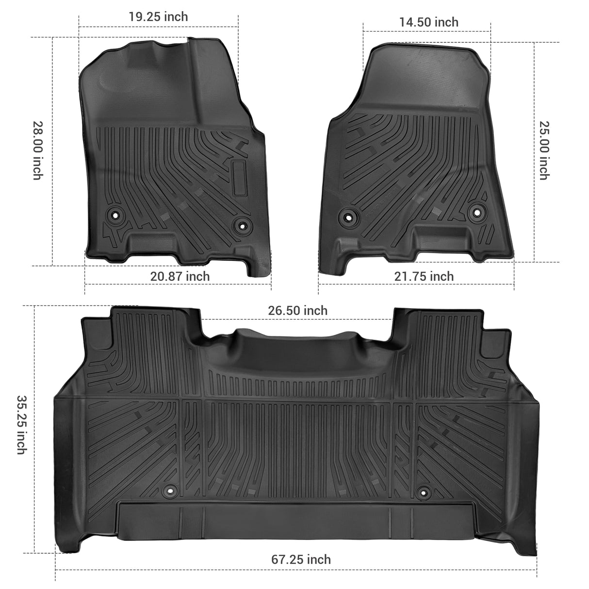 Trucktok 2025-2026 Dodge Ram 1500 Crew Cab with Storage All-Weather TPE Floor Mats TruckTok