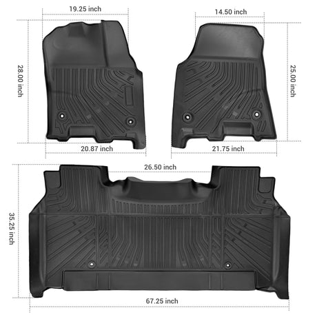 Trucktok 2025-2026 Dodge Ram 1500 Crew Cab with Storage All-Weather TPE Floor Mats TruckTok