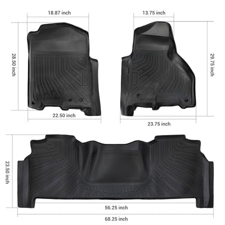 Trucktok 2010-2018 Dodge Ram 2500 3500 Mega Cab All-Weather TPE Floor Mats TruckTok