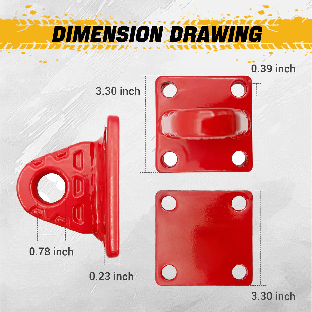 Trucktok 2Pcs Shackle Mounts 42,000 lbs Break Strength with Backer Plates TruckTok