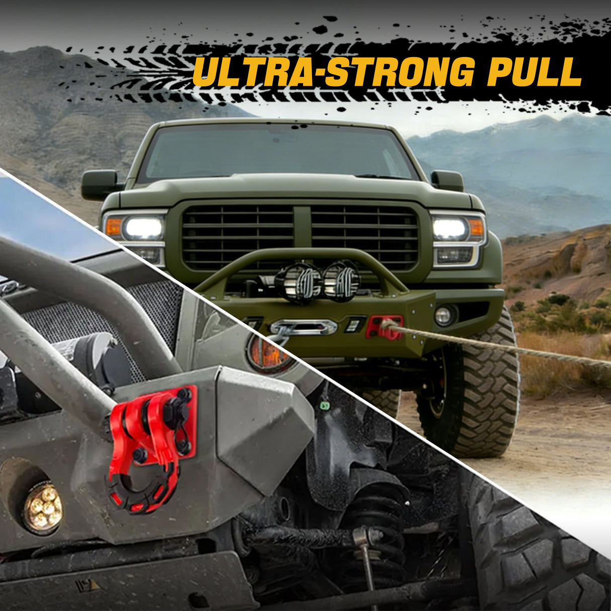 Trucktok 2Pcs Shackle Mounts 42,000 lbs Break Strength with Backer Plates TruckTok