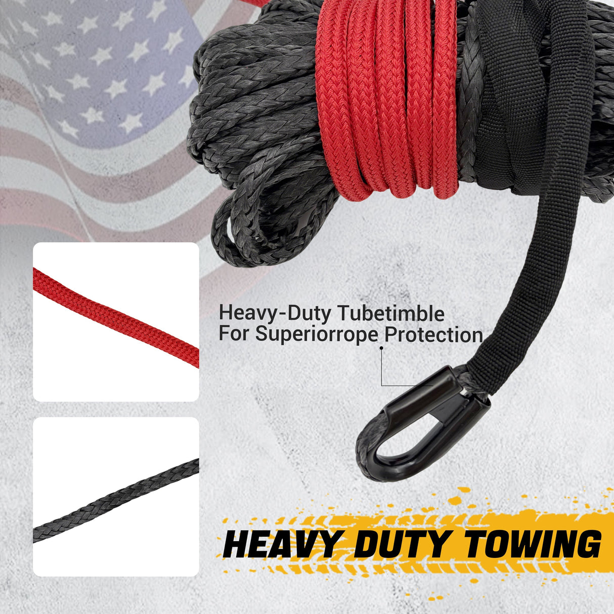 Trucktok 1/4" x 50ft Synthetic Winch Rope 7,400 lbs Breaking Strength TruckTok