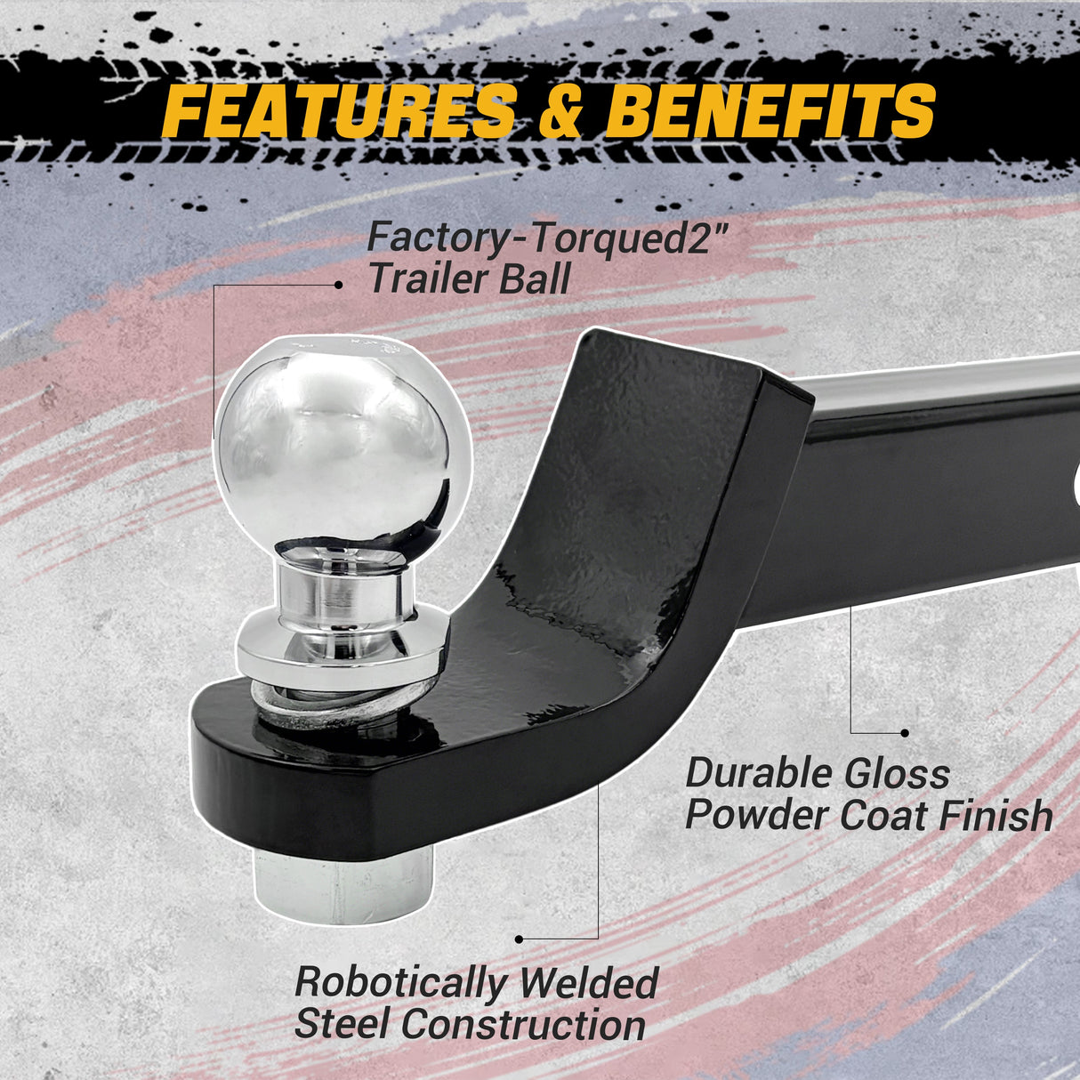 Trucktok 2" Receiver Hitch Ball Mount with 6,000 lbs GTW & Hitch Pin TruckTok