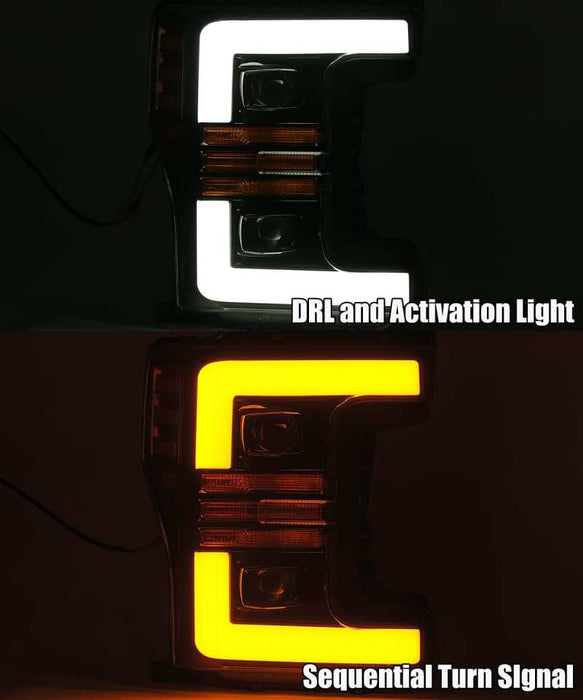 Phares AlphaRex 17-19 Ford F-250 SD PRO-Series Proj Style Plank Noir avec Activ Light/Seq Signal