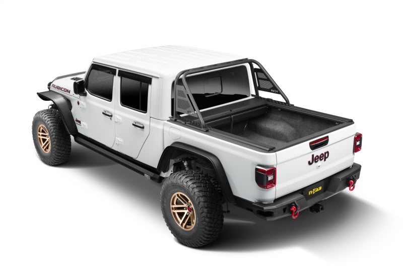 Couvre-tonneau Armis avec rails Max Track pour Jeep Gladiator 20-22 Rugged Ridge avec système Trail Rail - Tex. Blk