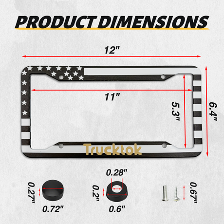 Trucktok 2Pcs Stainless Steel American Flag License Plate Frame Patriotic USA Flag Car Tag Holder TruckTok