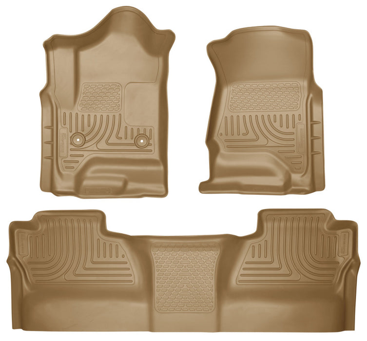 Revêtements de sol avant et 2e siège Husky Liners 14 Chevrolet Silverado/GMC Sierra WeatherBeater Tan