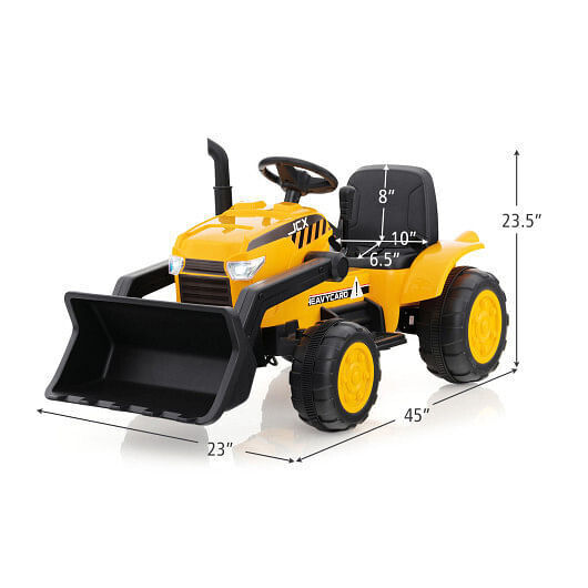 Adjustable Digging Bucket Ride-On Excavator for Kids - 12V Yellow