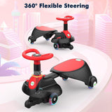 Adjustable Length Kids' Car Ride with Light-Up Wheels and Rechargeable Battery