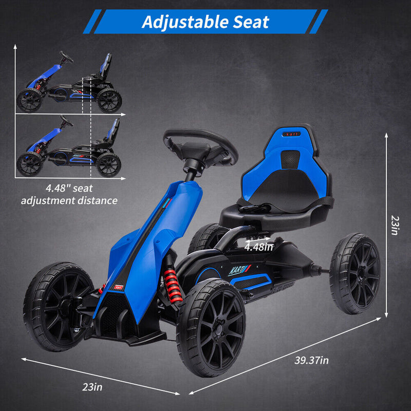 Adjustable Seat 4-Wheel Pedal Go Kart for Kids with Safety Belt