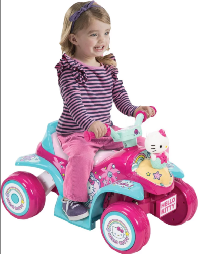 Adorable Pink Hello Kitty 4 Wheeler Electric Ride-On Car with Bubble Blowing Feature for Girls