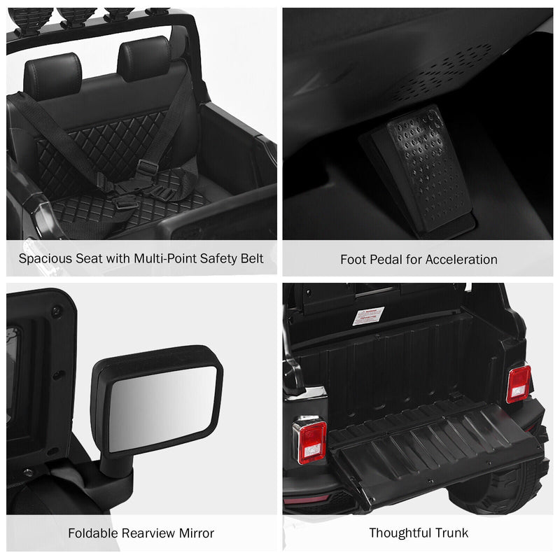 Adventure-Ready 12V Kids Ride On Truck with RC Control, Spring Suspension, Lights, Music, and Trunk