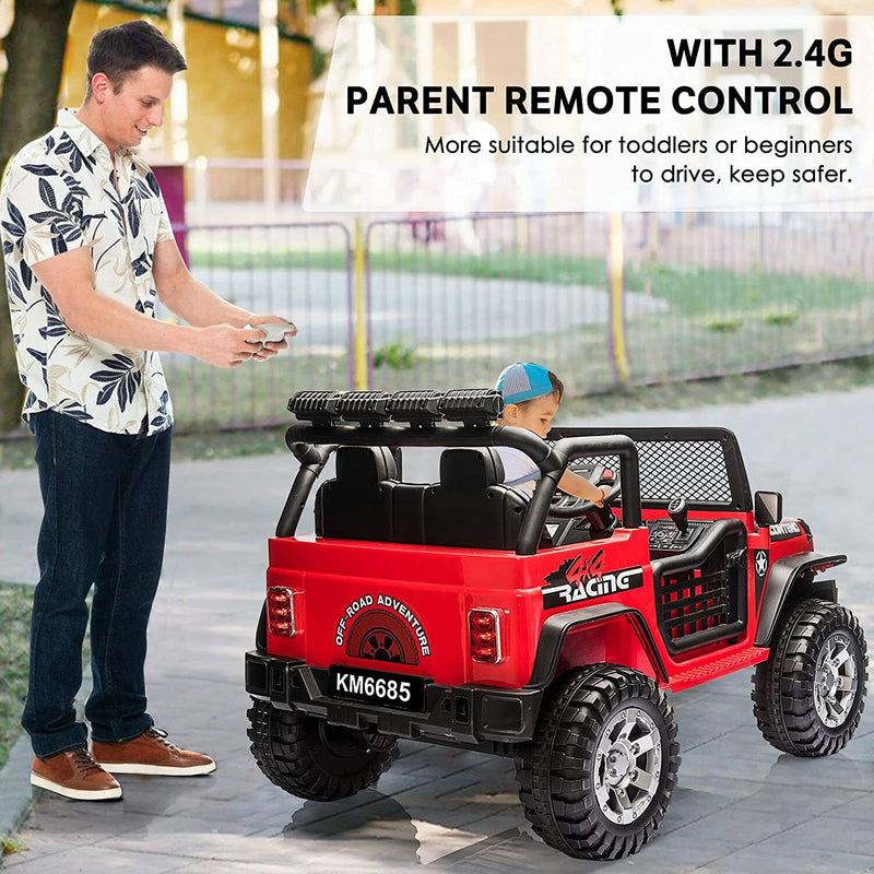 Adventure-Ready 2 Seater Electric Ride-On Jeep for Kids with Remote Control