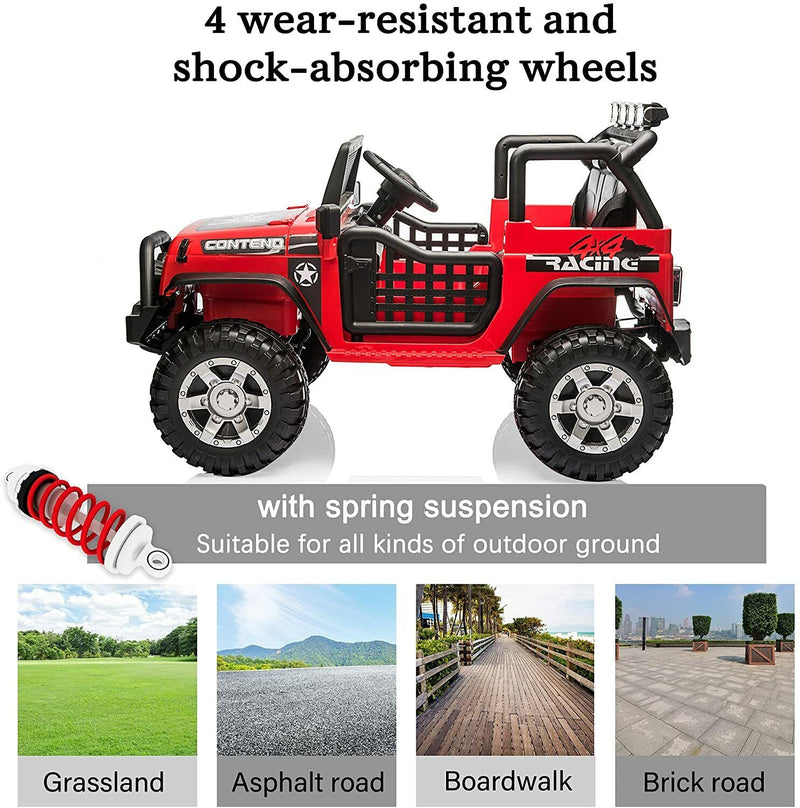 Adventure-Ready 2 Seater Electric Ride-On Jeep for Kids with Remote Control