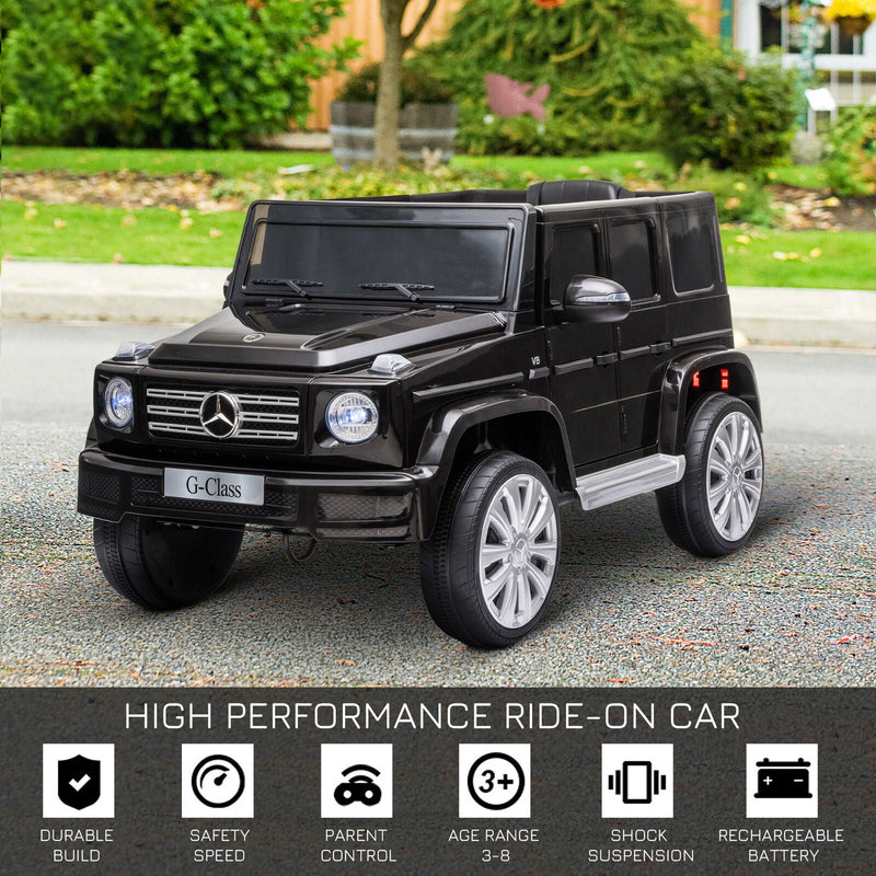 Adventure-Ready Mercedes Benz G500 Electric Kids Car with Headlights & Suspension
