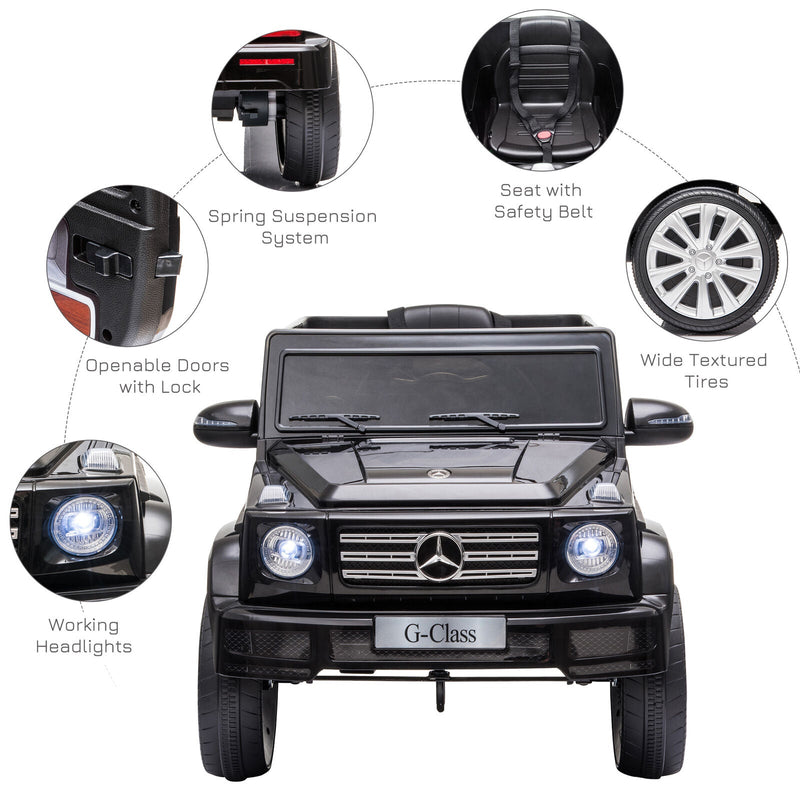 Adventure-Ready Mercedes Benz G500 Electric Kids Car with Headlights & Suspension