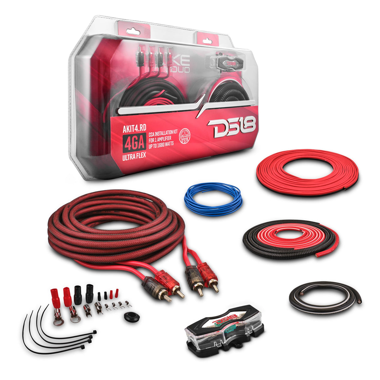 4-GA Amplifier Installation Wiring Kit - Red DS18