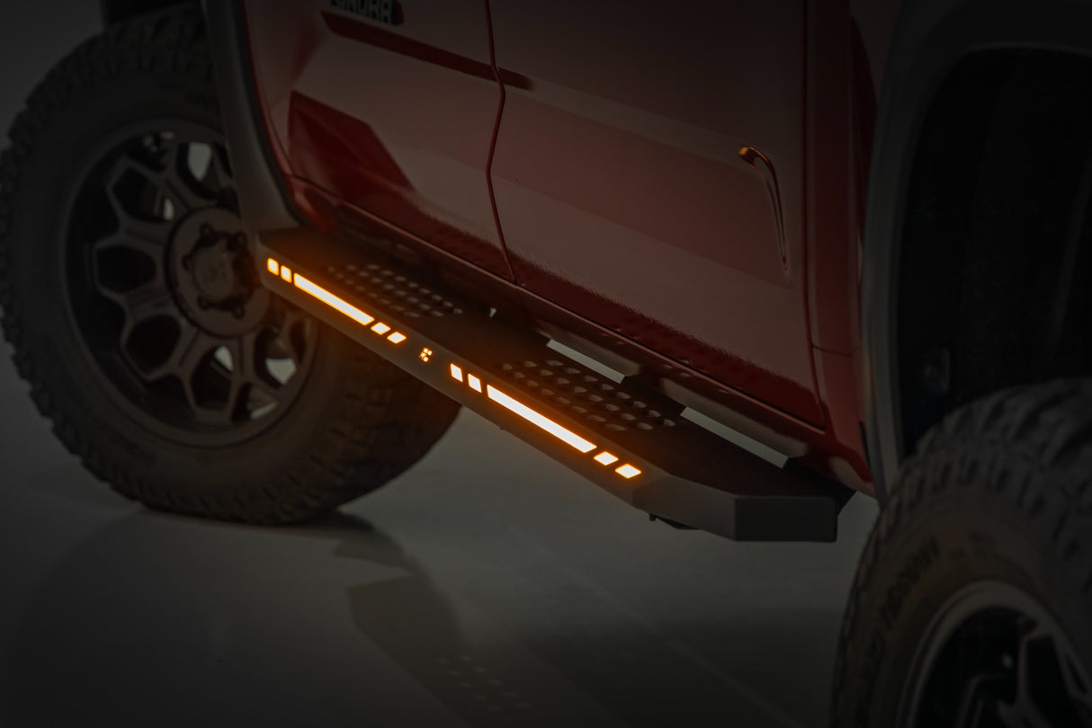 Rough Country AC2 Running Boards Amber/White for 2022-2026 Toyota Tundra CrewMax