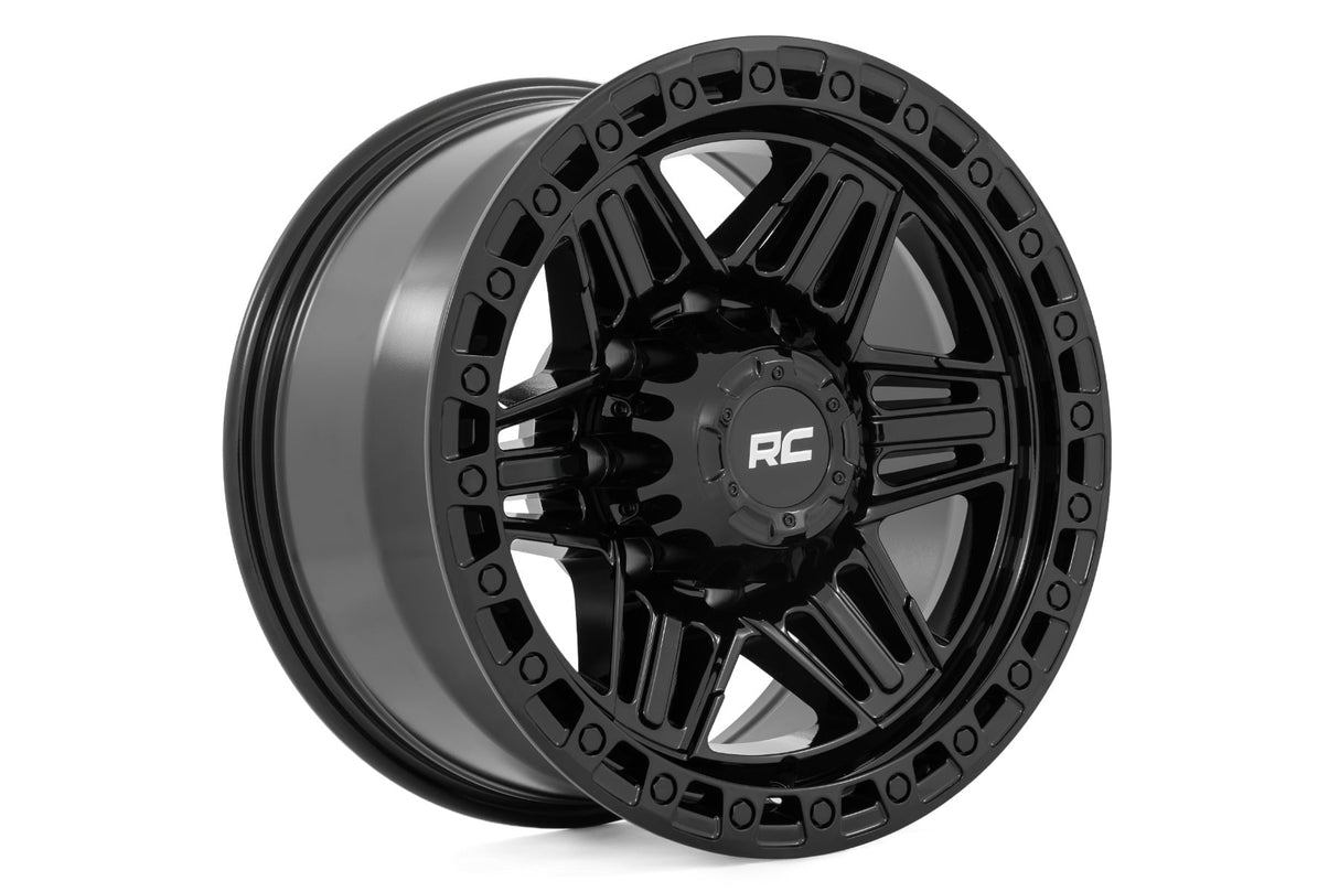 Rough Country 76 Series 17x9 Wheel Simulated Beadlock Gloss Black