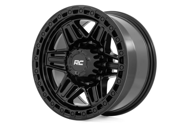 Rough Country 76 Series 17x9 Wheel Simulated Beadlock Gloss Black