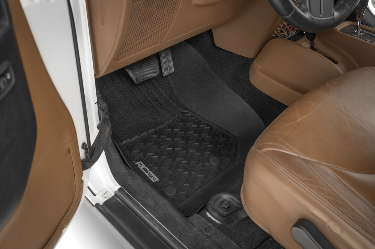 Rough Country Flex-Fit Front Floor Mats for 2014-2018 Jeep Wrangler JK
