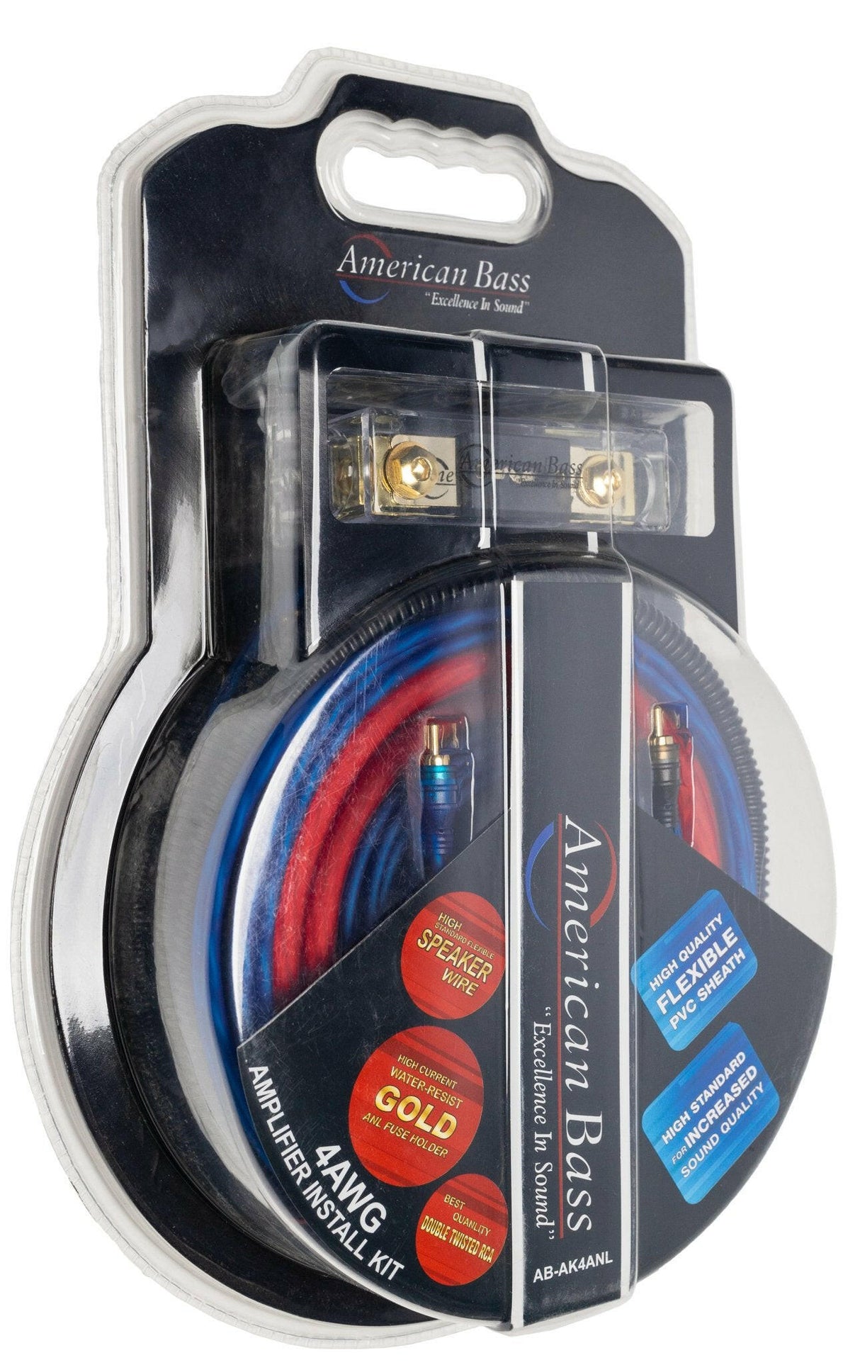 American Bass 4 Gauge Complete CCA (Copper Clad Aluminum) Amplifier Wiring Kit - Car Audio Amp Install Kit with Power, Ground & RCA Cables